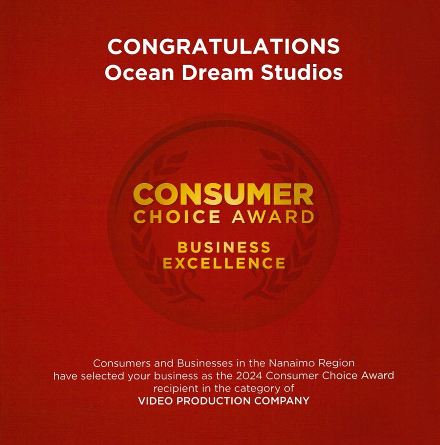 2024 Consumer Choice Award (Nanaimo), Business Excellence, Ocean Dream Studios