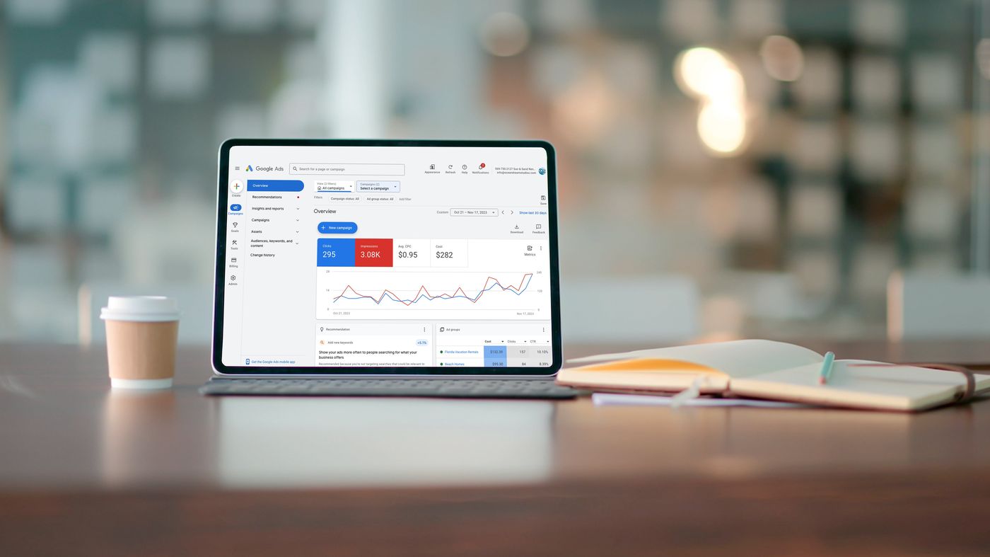 Website analytics on a laptop